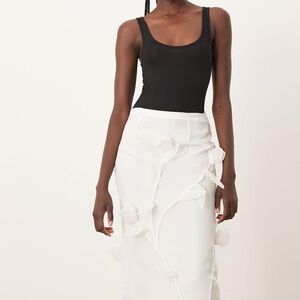 ARRANGE organza floral appliqué midi skirt